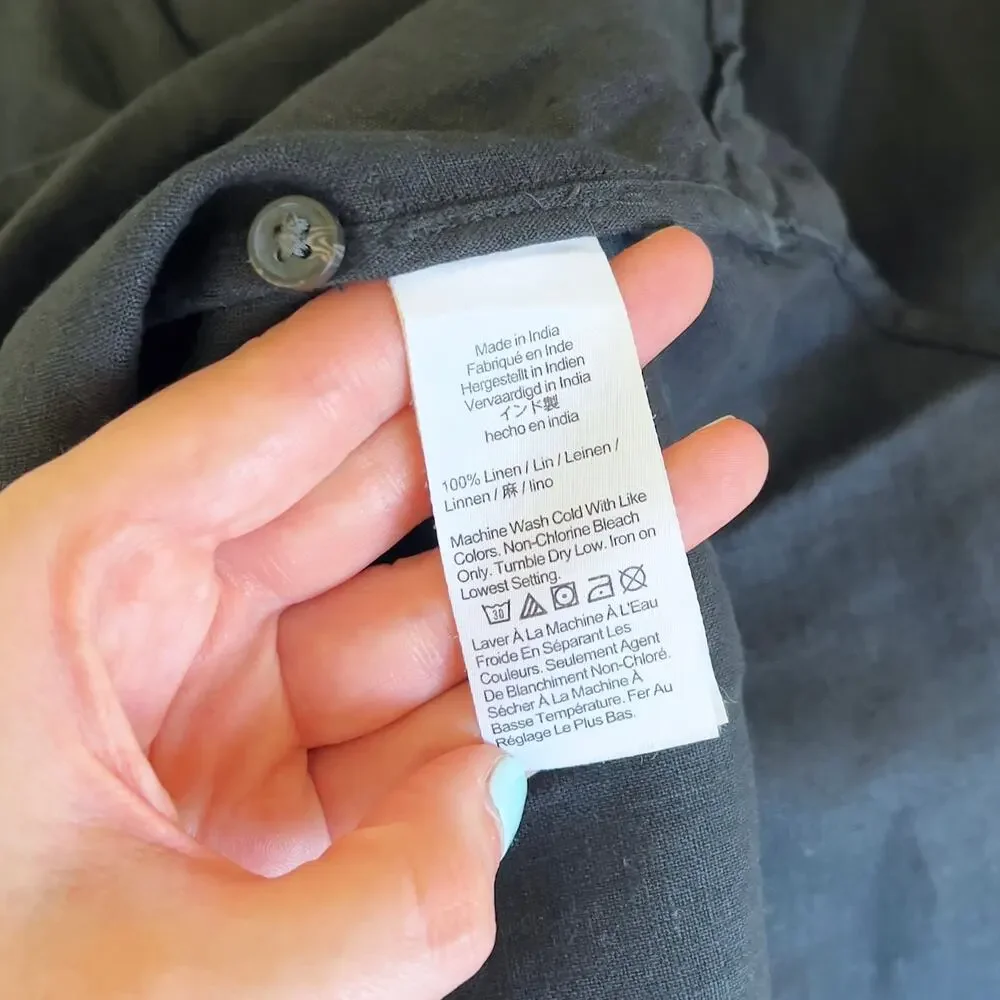 J.Crew Baird McNutt Irish Linen Black Blouse Women's Small Oversized